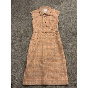 St. John Tweed Fitted Waist Sleeveless Dress Size 8 Orange
